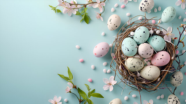 Nested easter egg isolated on pastel background 