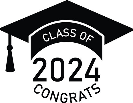 2024 graduate class icon. Class of 2024 sign. Congrats Graduation lettering symbol. flat style.