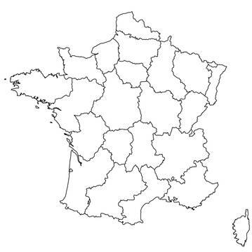 Outline of the map of France with regions