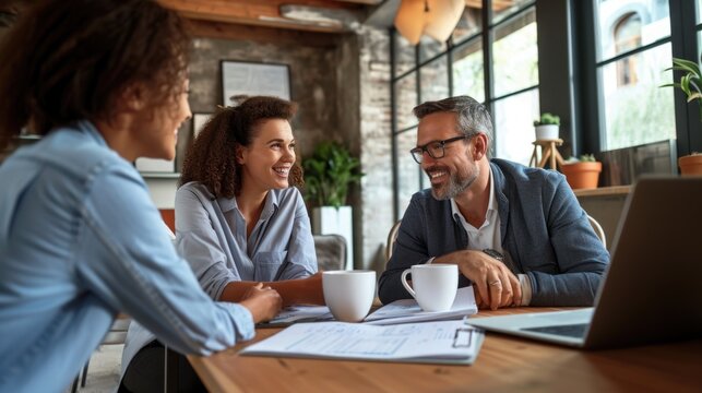 Financial advisor consulting with a couple about life insurance plans