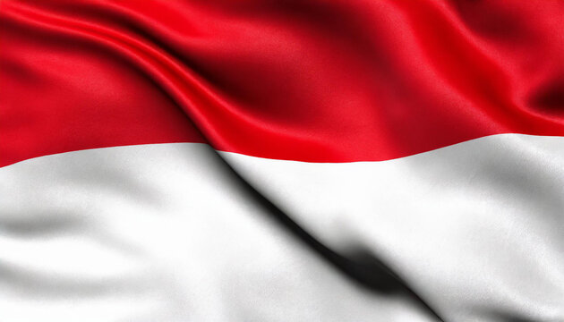 3D illustration of the flag of Indonesia waving in the wind.