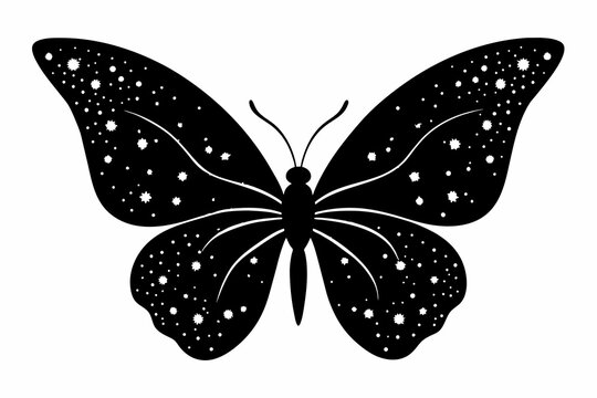 Glitter butterfly sublimation clipart black vector design.