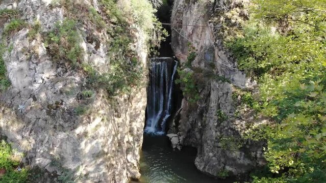 Yarhisar Waterfall, located in Bursa, Turkey, is an important tourism region..