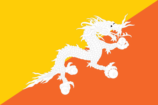 Vector illustration of the flat flag of  Bhutan