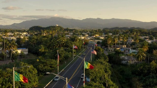 Puerto Rico Bridge with Flags