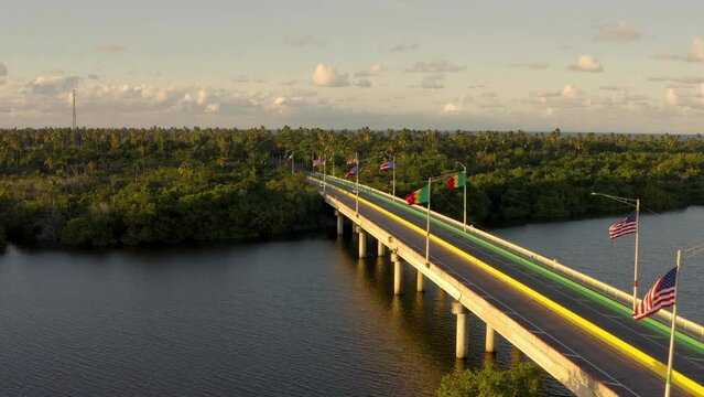 Puerto Rico Bridge with Flags