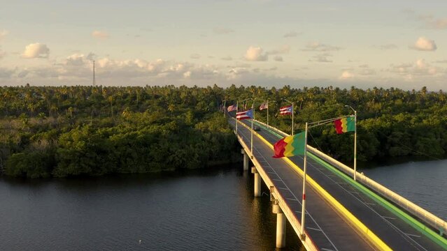 Puerto Rico Bridge with Flags