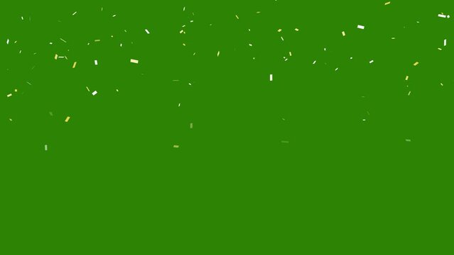 Confetti falling isolated on green screen background