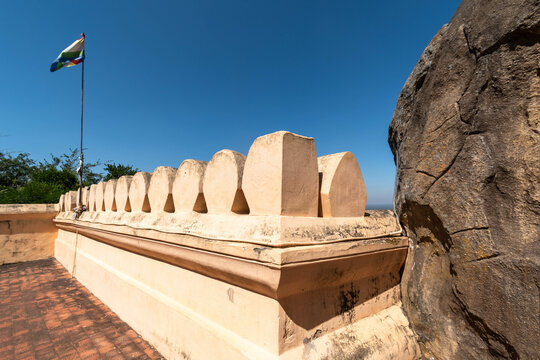 Majestic View of Shravanabelagola Hilltop With Stone Architecture Under Clear Sky