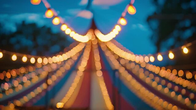 A classic circus tent rises up in the distance its colorful stripes and intricate patterns giving off a whimsical and inviting vibe. . AI generation.