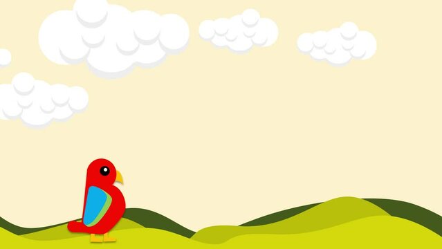 bird Day animated background illustration with walking parrot animation