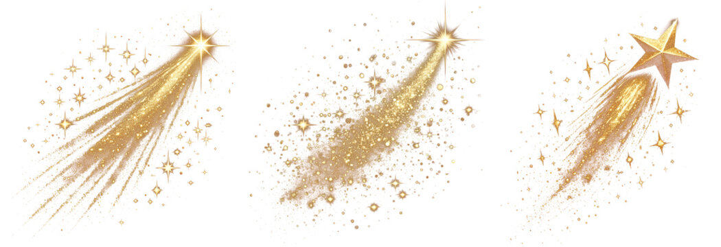 Gold comet glitter shiny sparkling, golden star