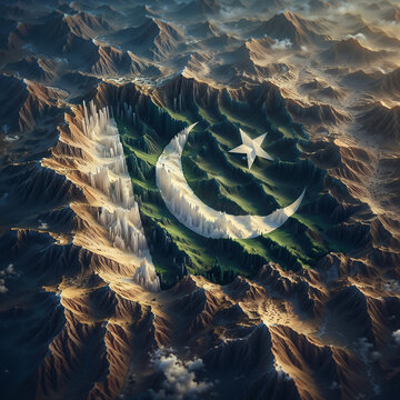 3D rendered Pakistan flag, isolated on a clean background. High-quality, realistic depiction perfect for various uses, Generated by AI.