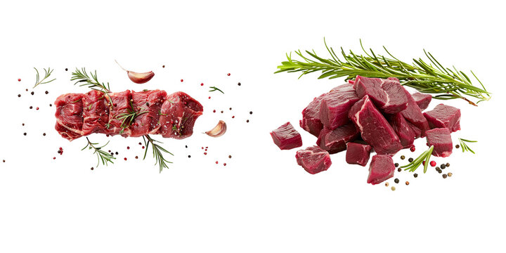 beef shoots 1 piece 2D  illustration on white backgroundRealistic photos