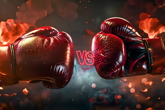 wide poster of hot fighting boxing gloves with the VS