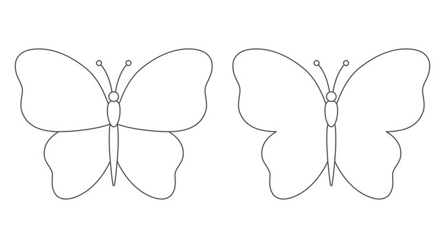 Set of cute butterflies. Coloring page for kids.