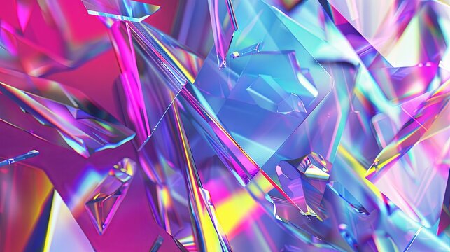 Holographic abstract background with glass shards