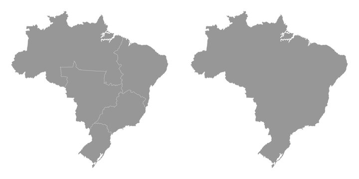 Brazil map with regions. Vector Illustration.