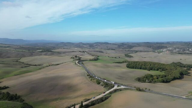 Aerial drone footage of Tuscany Italy