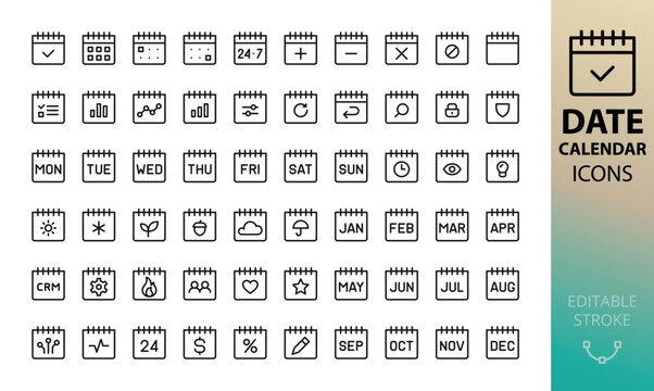 Date and calendar icons set
