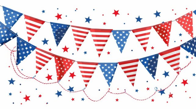 Memorial Day : Patriotic bunting with stars and stripes