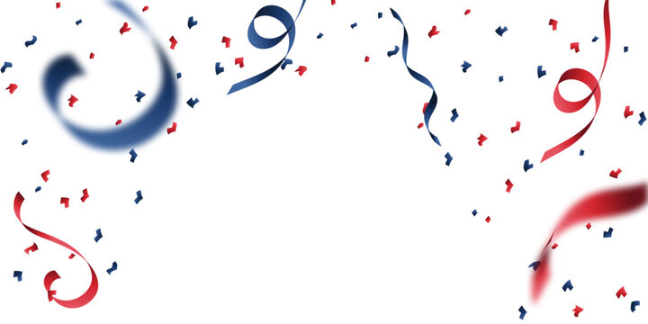 background of blue and red confetti falling. top border luxurious confetti paper.