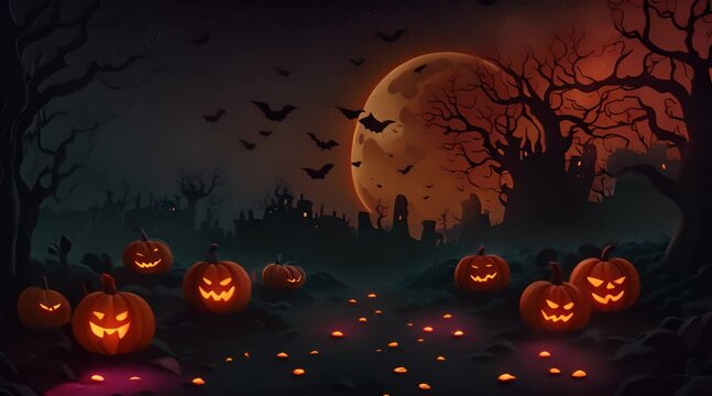 halloween background with pumpkin and bats