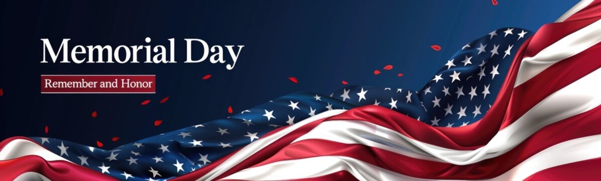 USA flag for memorial day Poster or banners illustration American flag as a background blue background