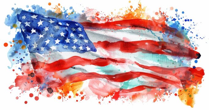 Watercolor American Flag Clip Art: Celebrating American Culture and Pride