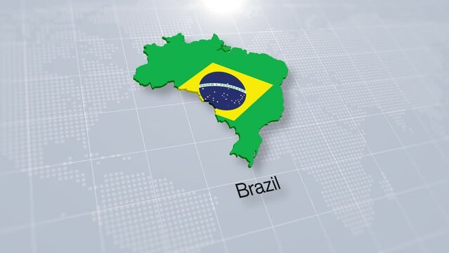 Brazil map presentation. 3d rendering Brazil map displayed on a modern clean white background.