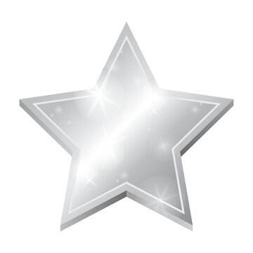 3D silver star with sparkles.