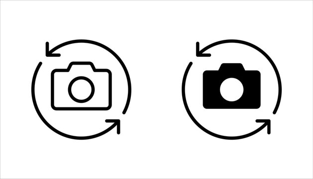 Switch from front to back camera flat icon set for apps, vector illustration on white background.