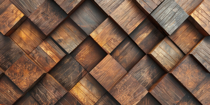 a diamond-shaped, tile wallpaper with a soft sheen. wall background composed of wood and timber blocks.