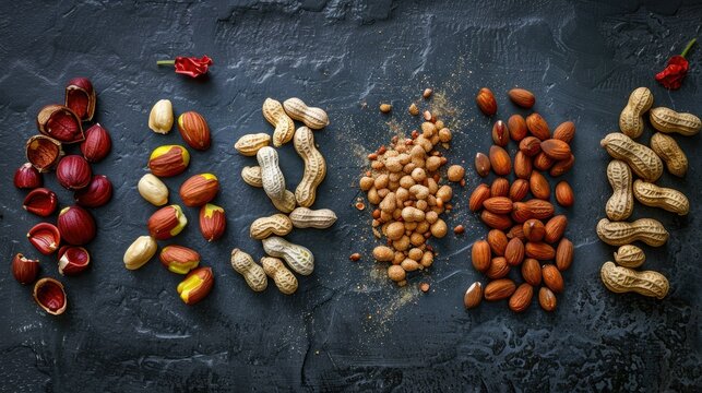 Peanuts in various stages of preparation, from raw to roasted, highlighting their culinary journey