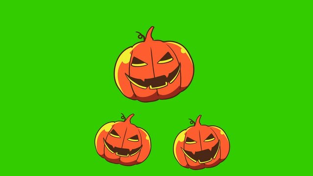 Animated Halloween Cartoon Laughing Pumpkin - Green Screen