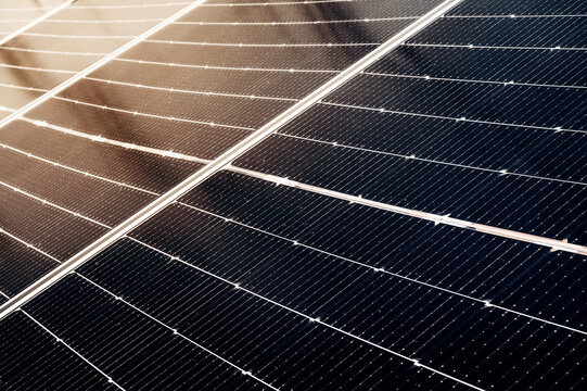 texture of elements of a modern black solar panel close-up. Renewable green energy