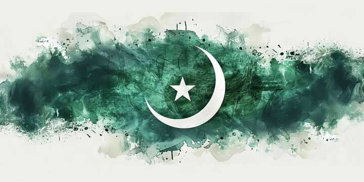 The Crescent Moon and Star: The Flag of Pakistan as a Symbol of Islam - Picture the flag of Pakistan with its green background, white crescent moon, and star, symbolizing Islam and progress