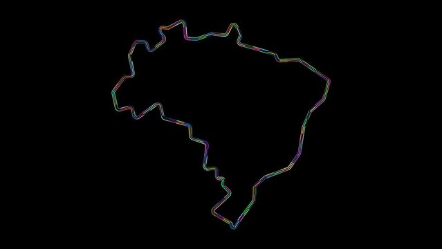 colorful brazil country map line border animation