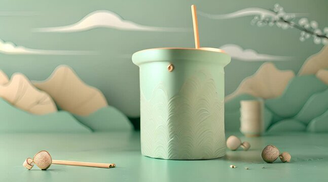 Cardboard noodle box packaging mockup with elegant outer packaging design