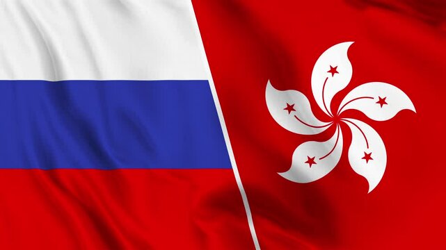 Russia and Hong Kong Flag Loop