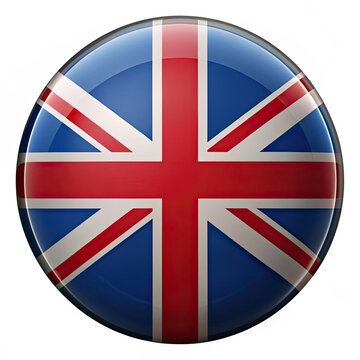 the flag of great britain is shown in a round button