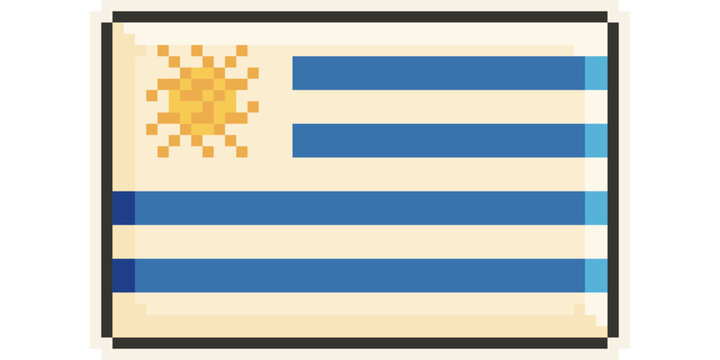 Uruguay, America and the Caribbean flag, Pixel Art, Retro 8 bit game style