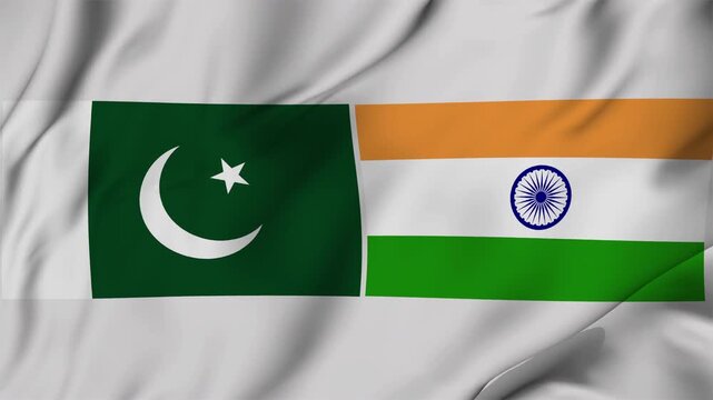 India vs Pakistan flag animation seamless loop. 4K video