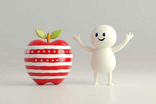 apple with an american flag illustration design