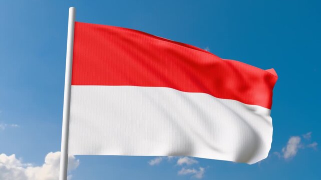 Flag of Indonesia country flag waving with sky