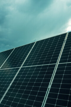 Closeup of solar panel cells surface. Solar energy is renewable and clean energy.