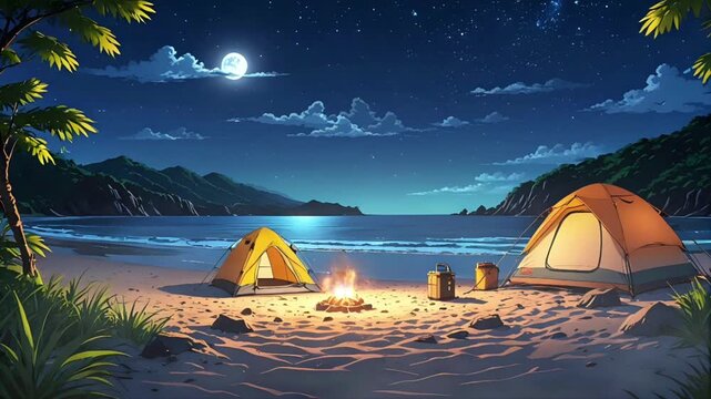 camping in the beach