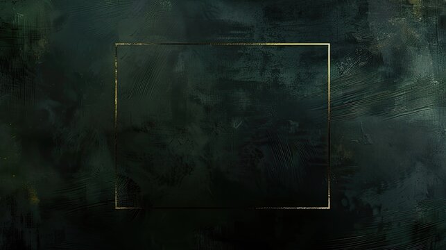 a dark, textured background with a thin gold border frame around the edges of an empty square in front of it. The colors should be muted tones of black and green. 