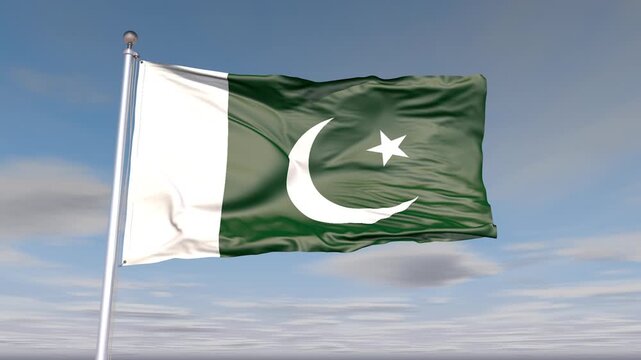 Pakistan Flag Animation With Sky And Cloud