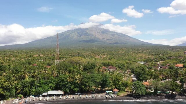 Drone footage of Mount Agung Bali